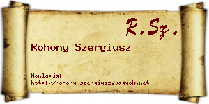 Rohony Szergiusz névjegykártya